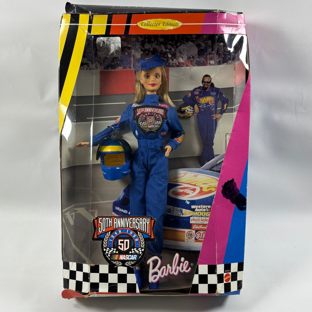 NASCAR 50th Anniversary Barbie Doll Collector Edition 1998 Mattel Damaged Box